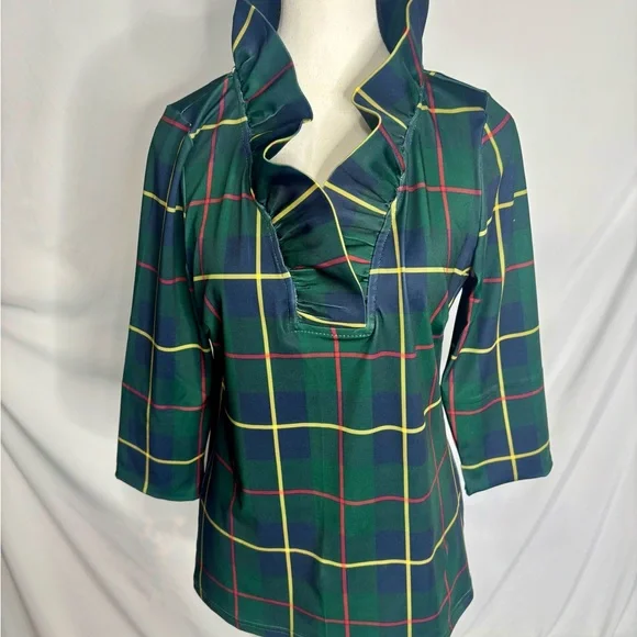 Gretchen Scott Ruffneck Top - Plaidly Cooper - Picture 7 of 10
